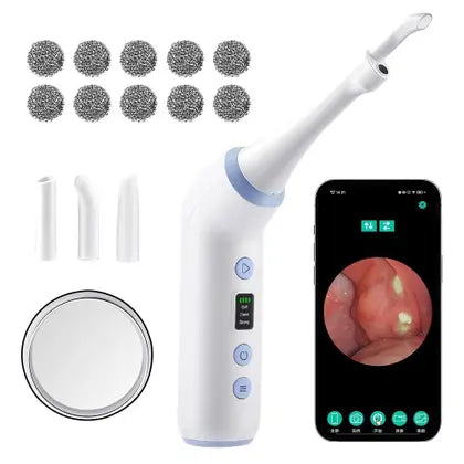Electric Visual Tonsil Stone Remover Kit with Vacuum and Irrigation Syringe for Instant Tonsil Stone Removal