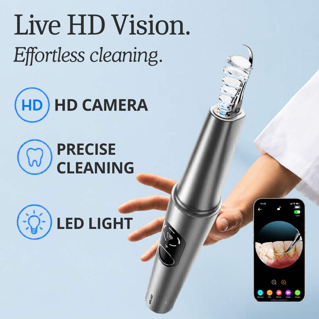 Ultrasonic dental cleaner with HD camera: live HD vision, precise cleaning, LED light